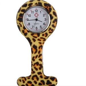 Quartz Leopard Print Nurse Fob Watch Pin